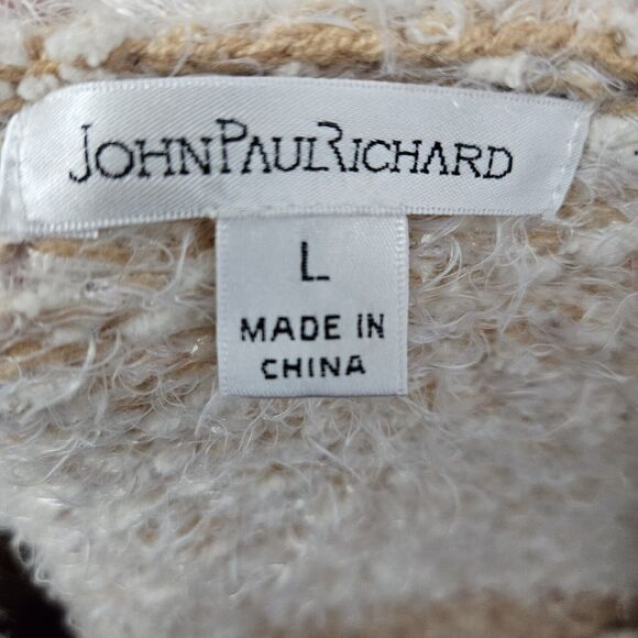 John Paul Richard Cardigan Women's Large Striped Button Up Sweater Pockets GUC - Picture 2 of 10